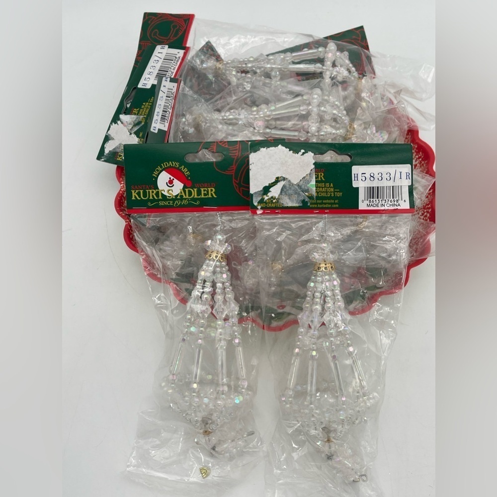 6x plastic beaded KURT S. ADLER Christmas tree ornaments || vintage ornaments